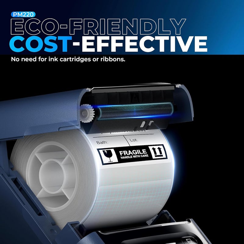 Nelko Label Maker Machine with Tape, PM220 Bluetooth Label Printer, 2 Inch Portable Thermal Printer for Small Business, Address, Logo, Clothing, Sticker Maker for Phones & PC, Blue - Image 3